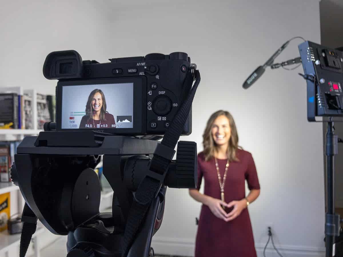 woman recording for video marketing